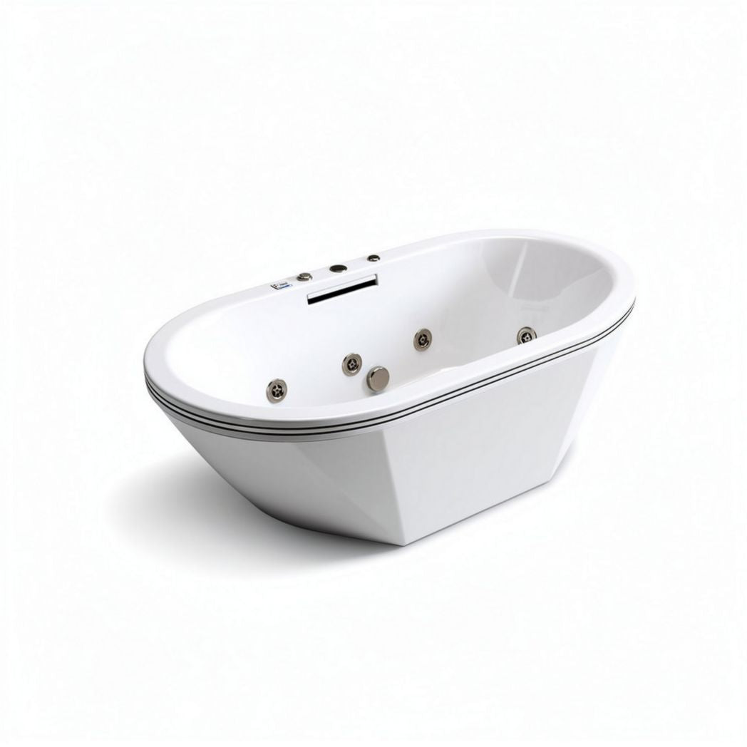 Banheira de hidromassagem oval em acrílico branco 150 x 75 x 60cm