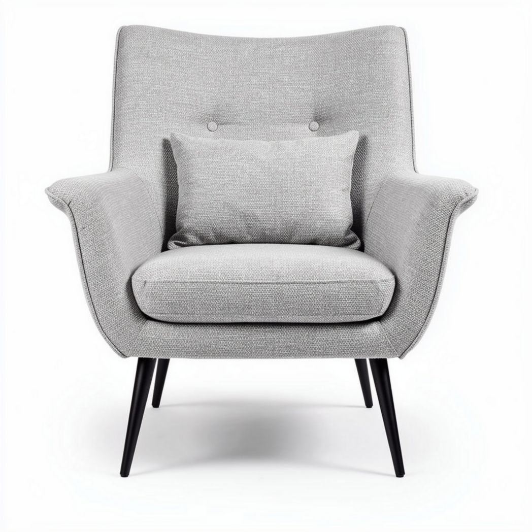 cadeira de design moderno em tecido cinza com almofada incluída 80 x 80 x 90cm