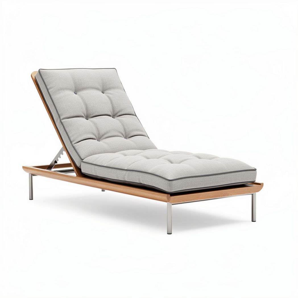 Chaise longue em tecido cinza medidas 180 x 80 x 60cm estrutura de madeira e metal